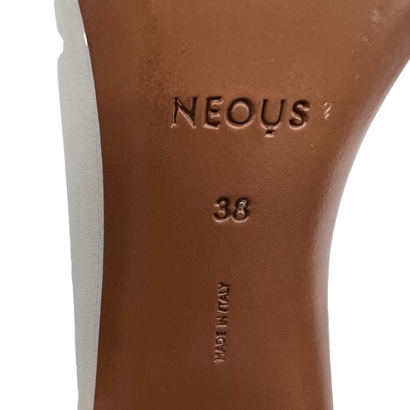 Neous White Leather Ball Heel Square Toe Mules Size 38 Women’s - Picture 4 of 10